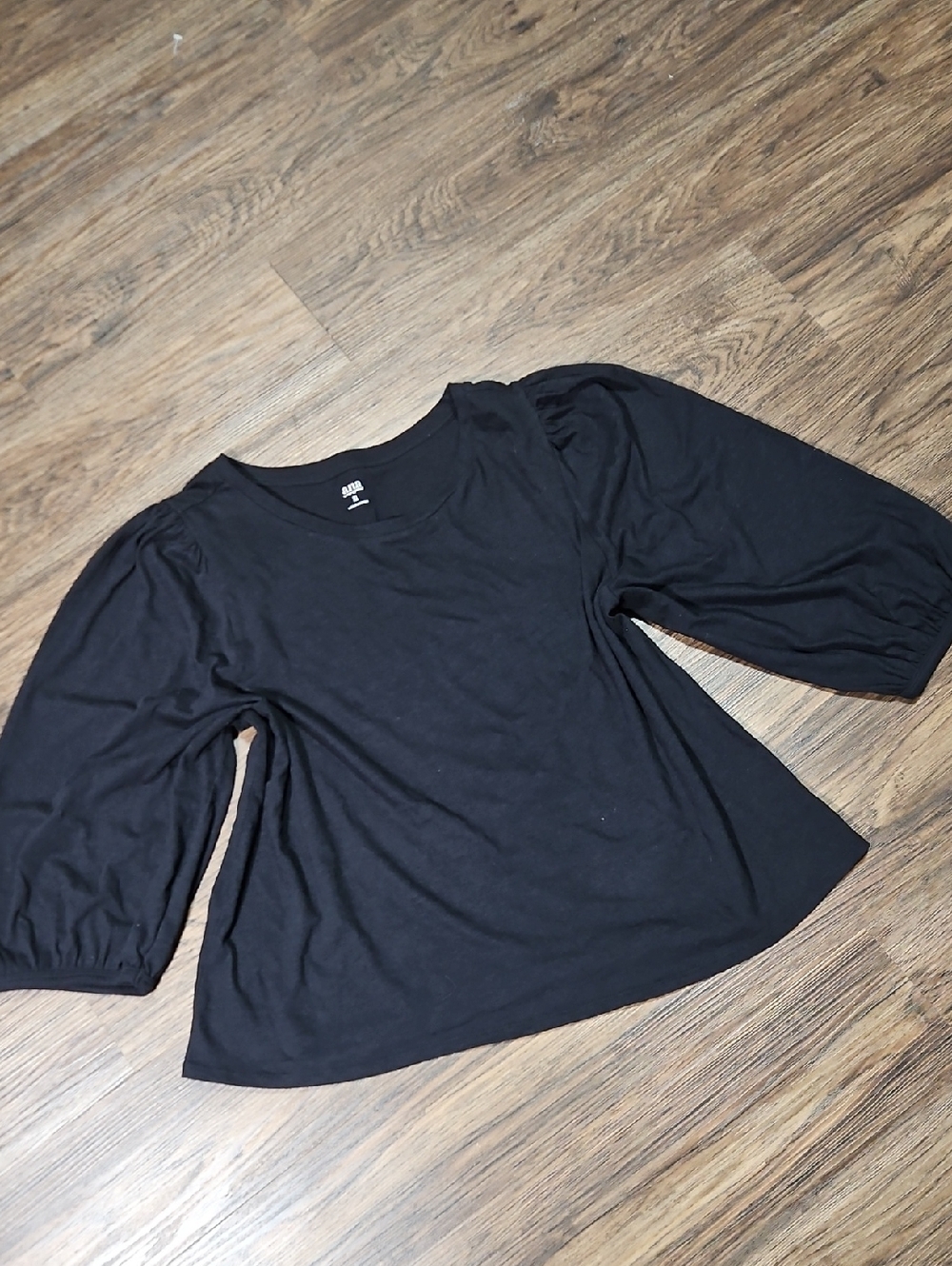 a.n.a Black Puff Sleeve Cotton Top Size XL